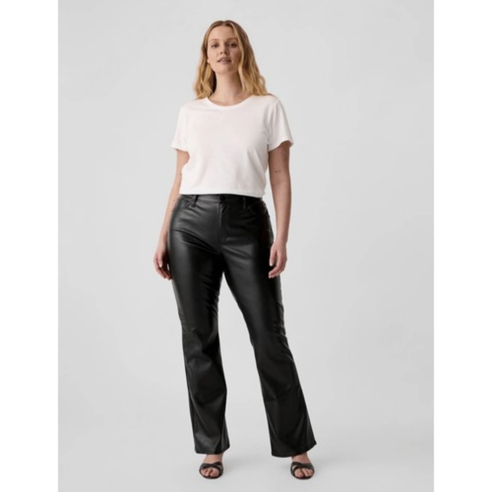 GAP Baby Boot Mid Rise Faux Leather Pants Black Women's Size 29 8 - Picture 1 of 12